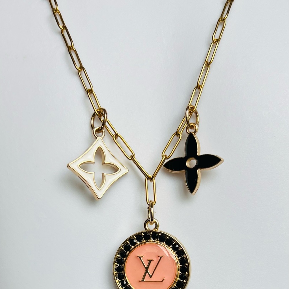 Gold and Black Pendant Necklace